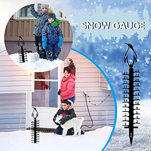 Gift 24cm Snowflake Snow Measuring Instrument Snowmobile Snow Measuring Instrument Metal Snow Measuring Ruler Outdoor Garden Ornament Angle Gauge 3/8 Drive (Black, One Size)