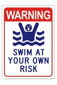 warning swim at your own risk pool sign, metal pool signs for outdoor, swimming pool, water park safety tin sign 12x8inch