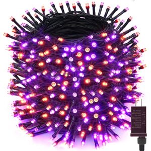 toodour orange purple halloween lights, 213ft 600 led plug in halloween string lights with 8 modes and timer, outdoor halloween lights for home, garden, party, halloween decorations