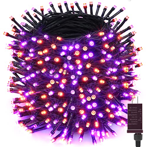 Toodour Orange Purple Halloween Lights, 213ft 600 LED Plug in Halloween String Lights with 8 Modes and Timer, Outdoor Halloween Lights for Home, Garden, Party, Halloween Decorations