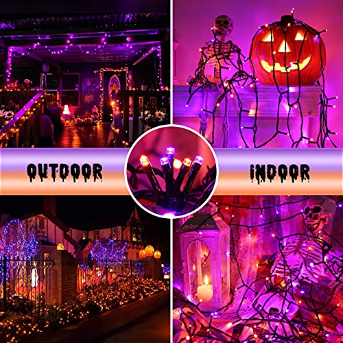 Toodour Orange Purple Halloween Lights, 213ft 600 LED Plug in Halloween String Lights with 8 Modes and Timer, Outdoor Halloween Lights for Home, Garden, Party, Halloween Decorations