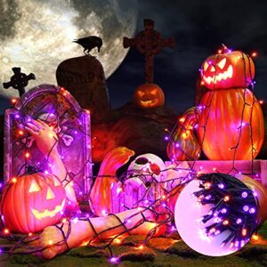 Toodour Orange Purple Halloween Lights, 213ft 600 LED Plug in Halloween String Lights with 8 Modes and Timer, Outdoor Halloween Lights for Home, Garden, Party, Halloween Decorations