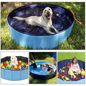 Foldable Dog Pool for Large Dogs - KizmetKare Portable Kiddie Pool Plastic Pet Bath Tub, Outdoor Dog Swimming Pool (XL - 63" X12")