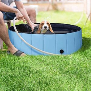 Foldable Dog Pool for Large Dogs - KizmetKare Portable Kiddie Pool Plastic Pet Bath Tub, Outdoor Dog Swimming Pool (XL - 63" X12")