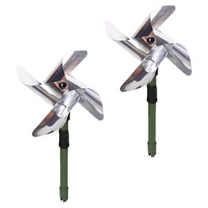 happyyami 2pcs reflective pinwheels with stakes bird blinder deterrent windmill scare birds device away sparkly pin wheel for garden outdoor farm yard decoration