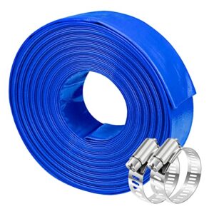 1.25″ dia x 50 ft discharge and backwash hose for swimming pools, heavy duty reinforced lay flat discharge hose for water transfer applications