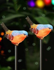 bright zeal set of 2 led solar stake lights color changing bird figurines – outdoor multi color solar birds yard lights waterproof colorful garden decor – solar patio lights multicolor changing