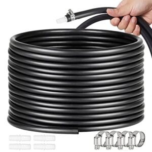 100 feet ⅜ inch self sinking aeration hose with four stainless steel hose clamps and four menders,use for pond, garden and lake aeration of aeration and water re-circulatio