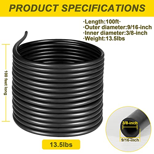 100 feet ⅜ inch Self Sinking Aeration Hose With Four Stainless Steel Hose Clamps and Four Menders,Use for Pond, Garden and Lake Aeration of Aeration and Water Re-circulatio