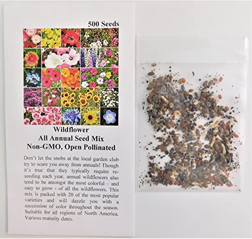 David's Garden Seeds Wildflower All Annual Seed Mix FBA-00091 (Multi) 200 Non-GMO, Heirloom Seeds