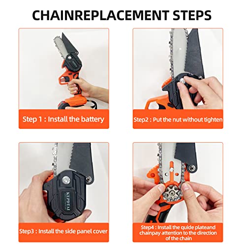 Mini Chainsaw 6 Inch & 4 Inch, KEPDTAI Cordless Chainsaw Set, 550W Electric Chainsaw 24V Rechargeable Battery Portable Small Chainsaw with Safety Lock for Tree Pruning Wood Cutting Branches Shears
