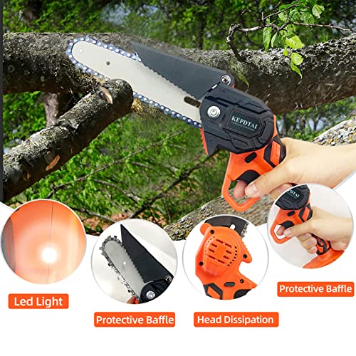 Mini Chainsaw 6 Inch & 4 Inch, KEPDTAI Cordless Chainsaw Set, 550W Electric Chainsaw 24V Rechargeable Battery Portable Small Chainsaw with Safety Lock for Tree Pruning Wood Cutting Branches Shears