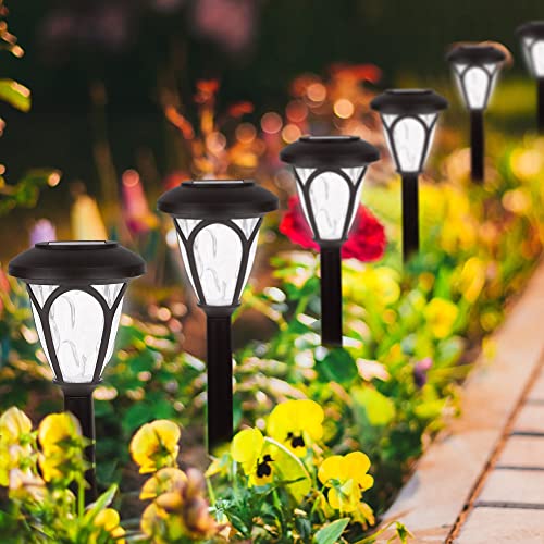 Dynaming 10 Pack Solar Pathway Lights Outdoor, Solar Powered Auto On/Off Garden Decorative Lights, Waterproof Landscape Solar Lights for Lawn Patio Yard Walkway Deck Driveway, Cool White