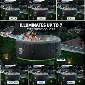 SereneLife Outdoor Portable Hot Tub - 82'' x 25'' 6-Person Round Inflatable Heated Pool Spa with 130 Bubble Jets, Filter Pump, Cover, LED Lights, and Remote Control