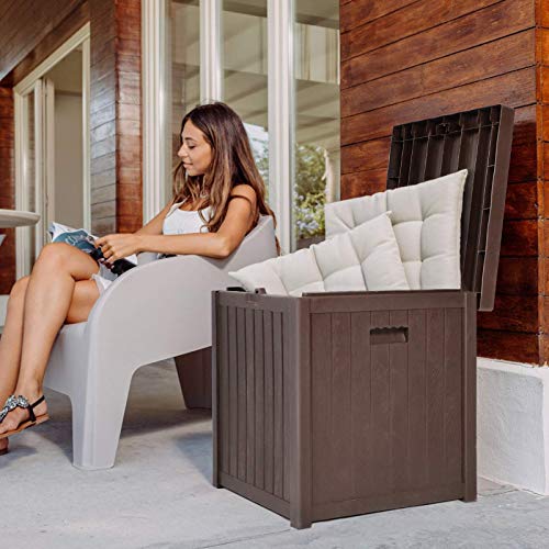 Crownland All-Weather Outdoor Storage Deck Box polypropylene deck box Container Patio Garden Furniture Outdoor Storage for Furniture Cushions, Gardening Tools and Pool Toys (Brown)