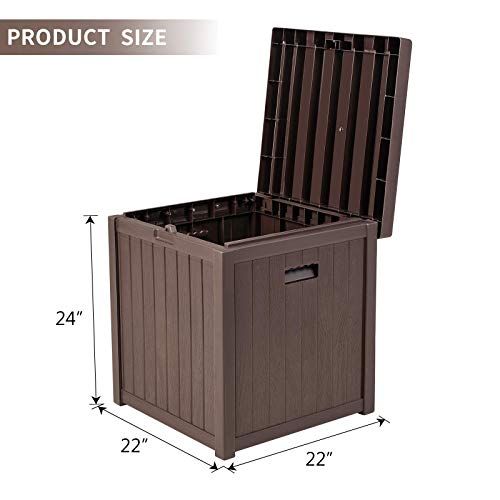 Crownland All-Weather Outdoor Storage Deck Box polypropylene deck box Container Patio Garden Furniture Outdoor Storage for Furniture Cushions, Gardening Tools and Pool Toys (Brown)