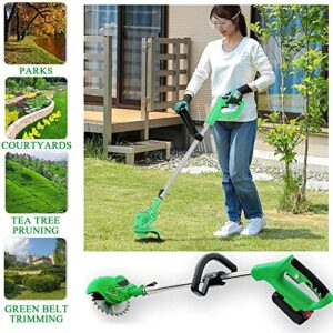 Electric Cordless Weed Wacker with 3Type Blades, String Trimmer Edger Lawn Mower Grass Brush Cutter Kit Pruning Cutter Garden Tools, Weed Eater Trimmer for Lawn,Yard,Garden,Bush Pruning&Trimming