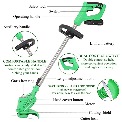 Electric Cordless Weed Wacker with 3Type Blades, String Trimmer Edger Lawn Mower Grass Brush Cutter Kit Pruning Cutter Garden Tools, Weed Eater Trimmer for Lawn,Yard,Garden,Bush Pruning&Trimming