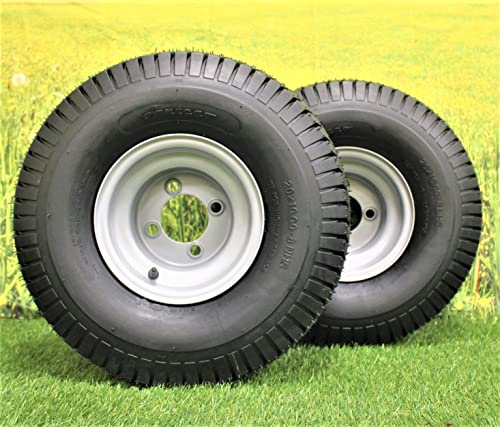 (Set of 2) (ATW-001) 20x10.00-8 Tires & Wheels 4 Ply for Lawn & Garden Mower (Compatible with Husqvarna)