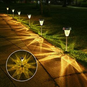 aulanto solar pathway lights outdoot 6pack, 7colors 40lum solar pathway lights bright,metal garden lights solar powered waterproof for pathway yard lawn walkway