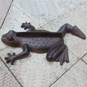 cast iron shoe scraper frog shape, vintage mud scraper for front door/porch/garden/entryway/yard, removes snow & sand