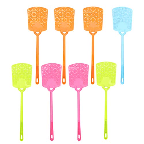 Cabilock 10Pcs Fly Swatters Plastic Manual Swat Mosquito Swatters Flexible Fly Flapper Fly Swatter Pack with Long Handle for Home Garden Yard (Random Color)