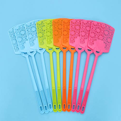 Cabilock 10Pcs Fly Swatters Plastic Manual Swat Mosquito Swatters Flexible Fly Flapper Fly Swatter Pack with Long Handle for Home Garden Yard (Random Color)