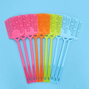 Cabilock 10Pcs Fly Swatters Plastic Manual Swat Mosquito Swatters Flexible Fly Flapper Fly Swatter Pack with Long Handle for Home Garden Yard (Random Color)