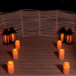 Rlenxen 4" x 8" Reusable Solar Pillar Candles Outdoor Waterproof - Solar Powered Large Flameless Candles with Dusk to Dawn Light Sensor - Great for Lantern, Garden Camping and Home Decor