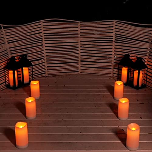 Rlenxen 4" x 8" Reusable Solar Pillar Candles Outdoor Waterproof - Solar Powered Large Flameless Candles with Dusk to Dawn Light Sensor - Great for Lantern, Garden Camping and Home Decor