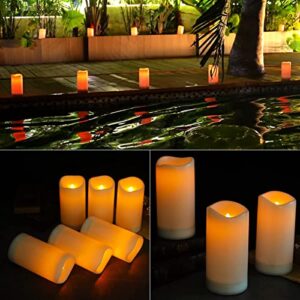 Rlenxen 4" x 8" Reusable Solar Pillar Candles Outdoor Waterproof - Solar Powered Large Flameless Candles with Dusk to Dawn Light Sensor - Great for Lantern, Garden Camping and Home Decor