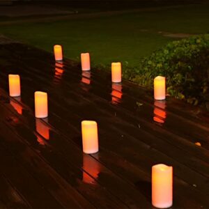 Rlenxen 4" x 8" Reusable Solar Pillar Candles Outdoor Waterproof - Solar Powered Large Flameless Candles with Dusk to Dawn Light Sensor - Great for Lantern, Garden Camping and Home Decor