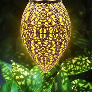 2PCS Hanging Solar Lights Solar-Powered Lantern LED Garden Lights Metal Lamp Waterproof for Outdoor Hanging Decor…