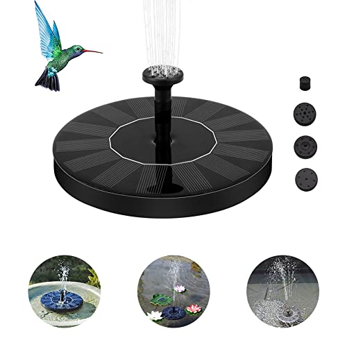 Entcook Solar Fountain Pump for BirdBath,Mini Floating Solar Fountain with 4 Nozzles,1W,Floating Fountain for Ponds,Garden,Fish Tank,Outdoor and Aquarium,No Battery Required(5.3 * 5.3 * 1.5inch)