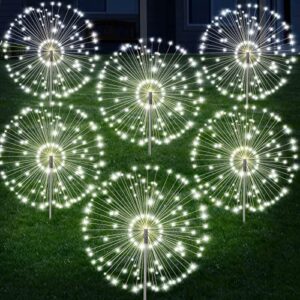 bbto 12 pack solar firework lights solar outdoor lights 120 led waterproof solar fireworks lamps decoration lights for garden outdoor patio walkway pathway lawn backyard landscape, warm white