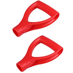 cabilock 2pcs shovel d grip replacement handle plastic 3. 2cm for garden spade rake snow shovel digging raking tools red