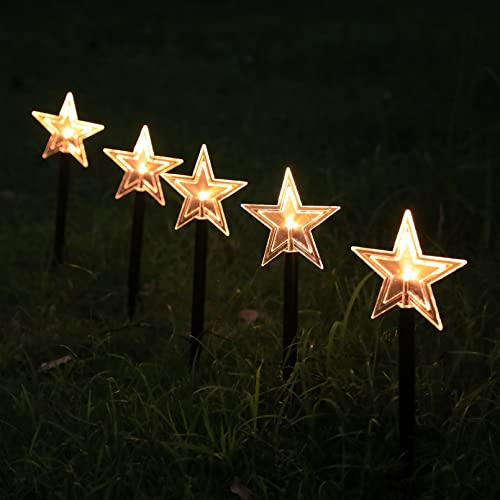 Solar Christmas Pathway Lights Outdoor, 2 Lighting Modes Solar Powered Stake Lights Waterproof, Christmas Decorations for Garden, Yard, Pathway, Lawn,Patio,Home Decor(5 Stars)