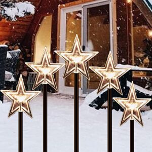 solar christmas pathway lights outdoor, 2 lighting modes solar powered stake lights waterproof, christmas decorations for garden, yard, pathway, lawn,patio,home decor(5 stars)