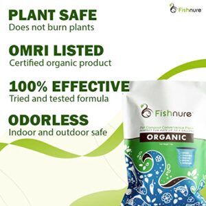 Fishnure 1 Pound Convenience Pack - 1 Pot 1 Bag - Odorless Organic Humus Compost Fish Manure Fertilizer - OMRI Listed - with Living microbes for Potted Plants, Indoor Plants, and Flowers (1 Pack)
