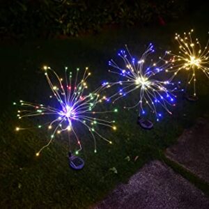 Guiheng Solar Garden Lights Outdoor,2 Pack Each 120 LED Solar Fire Work Lights, DIY Waterproof Solar String Lights for Patio,Yard Decoration (8, Multi-Colored)