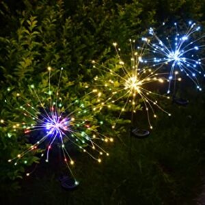 Guiheng Solar Garden Lights Outdoor,2 Pack Each 120 LED Solar Fire Work Lights, DIY Waterproof Solar String Lights for Patio,Yard Decoration (8, Multi-Colored)