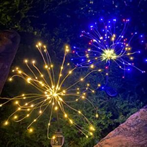 Guiheng Solar Garden Lights Outdoor,2 Pack Each 120 LED Solar Fire Work Lights, DIY Waterproof Solar String Lights for Patio,Yard Decoration (8, Multi-Colored)