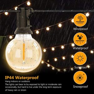 BRILLIHOOD 50ft LED G40 String Lights Outdoor Patio String Lights with 52 Bulbs, Warm White, Outdoor Waterproof Hanging String Light for Garden Bistro Wedding Party Pergola Backyard Decor