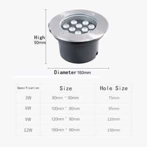 tyfuture Stainless Steel Underwater Buried Light Embedded Pond Lights IP68 Waterproof LED Pool Light for Garden Landscape Swimming Pool Spotlight (Color : Yellow, Size : 3W-AC12V)