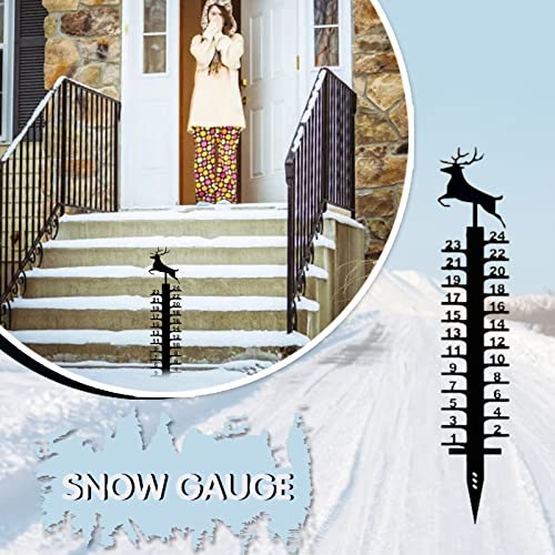 Snow Gauge Decoration Metal 24cm Handmade Gauge Gift Snow Garden Gauge Garden Snowmobile Snow Gauge (C)