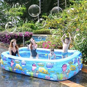 family inflatable swimming pool, full-sized inflatable kiddie pool thick wear-resistant lounge pools above ground for baby, kids, adults toddlers outdoor garden backyard
