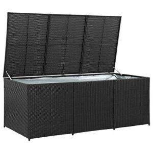 canditree outdoor large storage box, storage contrainer rattan, organizers for garden furniture pillows cushions (black)