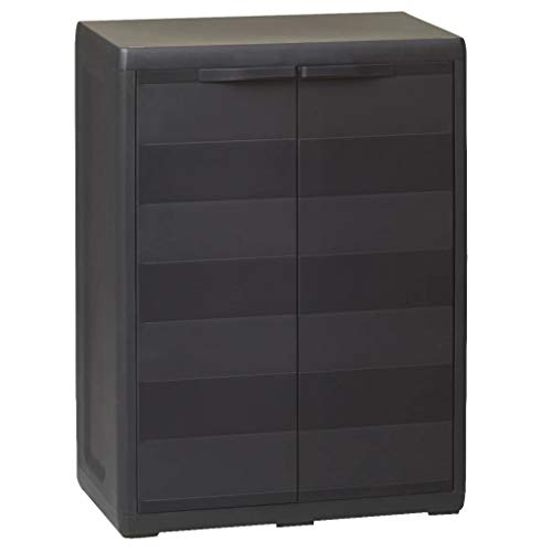 OUSEE Garden Storage Cabinet with 1 Shelf Black