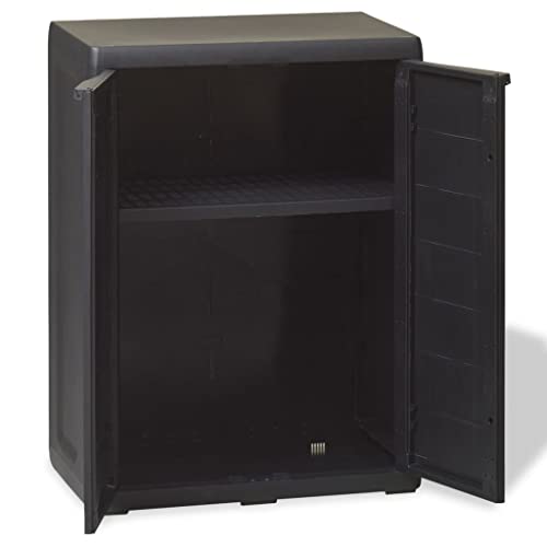 OUSEE Garden Storage Cabinet with 1 Shelf Black