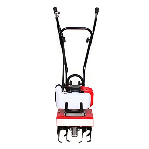 TFCFL TFCFL 2-Stroke 52cc Mini Tiller Engine, Garden Petrol Power Soil Garden Cultivator Yard Plant Farm Tilling Tool 6500RPM for Yard Garden Farm 1.9KW with Blade 4 Pieces / 22.5cm (52CC Style1)